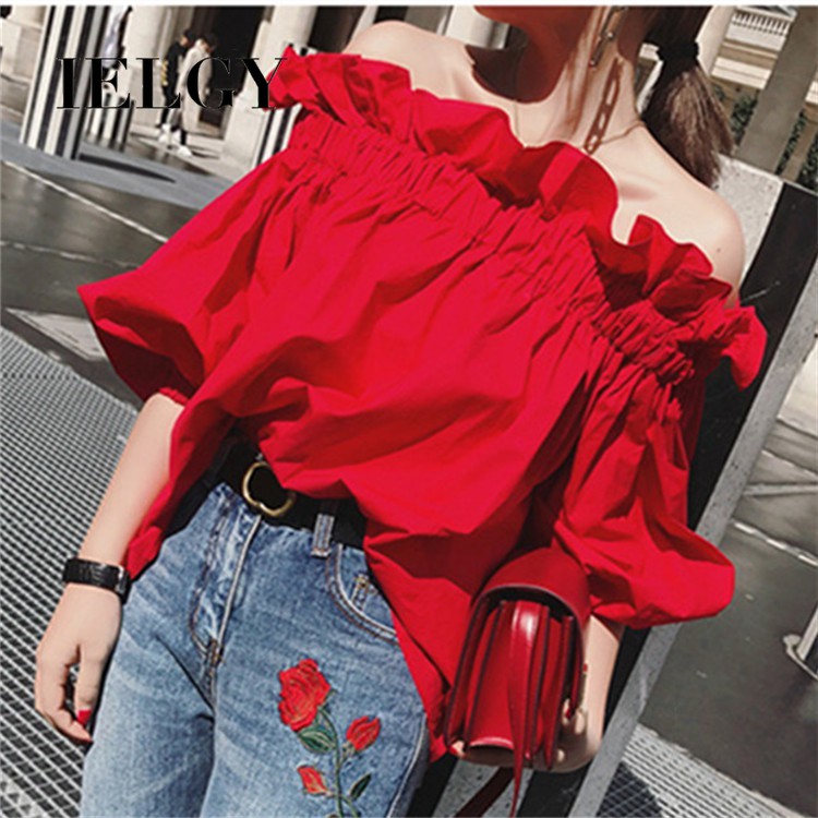 เสื้อปิดไหล่แขนห้าจุดสีแดง ดีไซน์สวยหรู เหมาะสำหรับฤดูร้อน