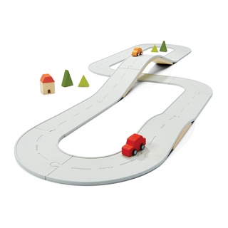 PlanToys 6301 Rubber Road &amp; Rail Set - Large ของเล่นบทบาทสมมุติ สำหรับเด็ก 3 ขวบขึ้นไป