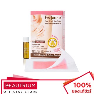 FARBERA Clear &amp; Soft Wax Strips For Underarm แผ่นแว็กซ์กำจัดขน 12 sheets, 10ml