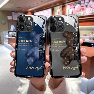 เคส iP 13 Pro max 12 11 Pro xs max โทรศัพท์มือถือแบบแก้ว ลายหมี สําหรับ E17R