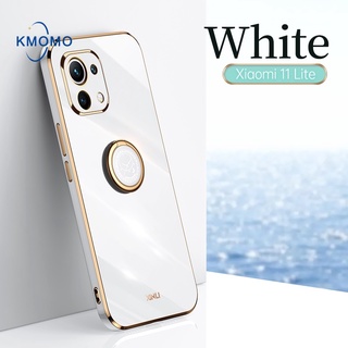 เคสมือถือ TPU ป้องกันรอย สำหรับ Xiaomi Mi 11 Lite 5G Ne 11T Pro Poco X3 Nfc X3 GT 10T 6D จัตุรัสหรูหรา เคสโทรศัพท์เคลือบด้วยไฟฟ้า เคสขอบเงากันรอยกล้อง เคสหลังใส ท์ซิลิโคน พร้อมแหวนขาตั้ง เคสตั้งได้