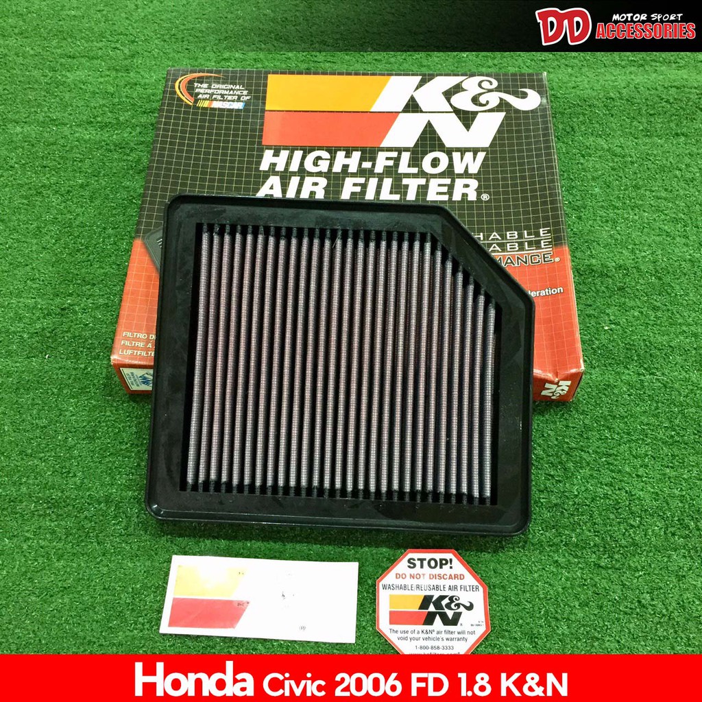 กรองอากาศ K&N แท้ 100% Honda Civic 2006 FD เครื่อง 1.8 ไส้กรองอากาศ กรองแต่ง กรองเปลือง กรองผ้า