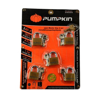 กุญแจแขวนมาสเตอร์คีย์ คอสั้น 40 มม.(5 ตัว) พัมคินHanging Padlock, Master Key, Short Neck 40 mm. (5 pcs.) Pumpkin