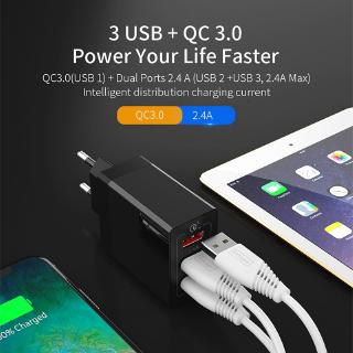 Essager ที่ชาร์จเร็ว 30W สําหรับ android ชาร์จเร็ว USB QC3.0 QC 4.0 หลายปลั๊ก สําหรับ android android