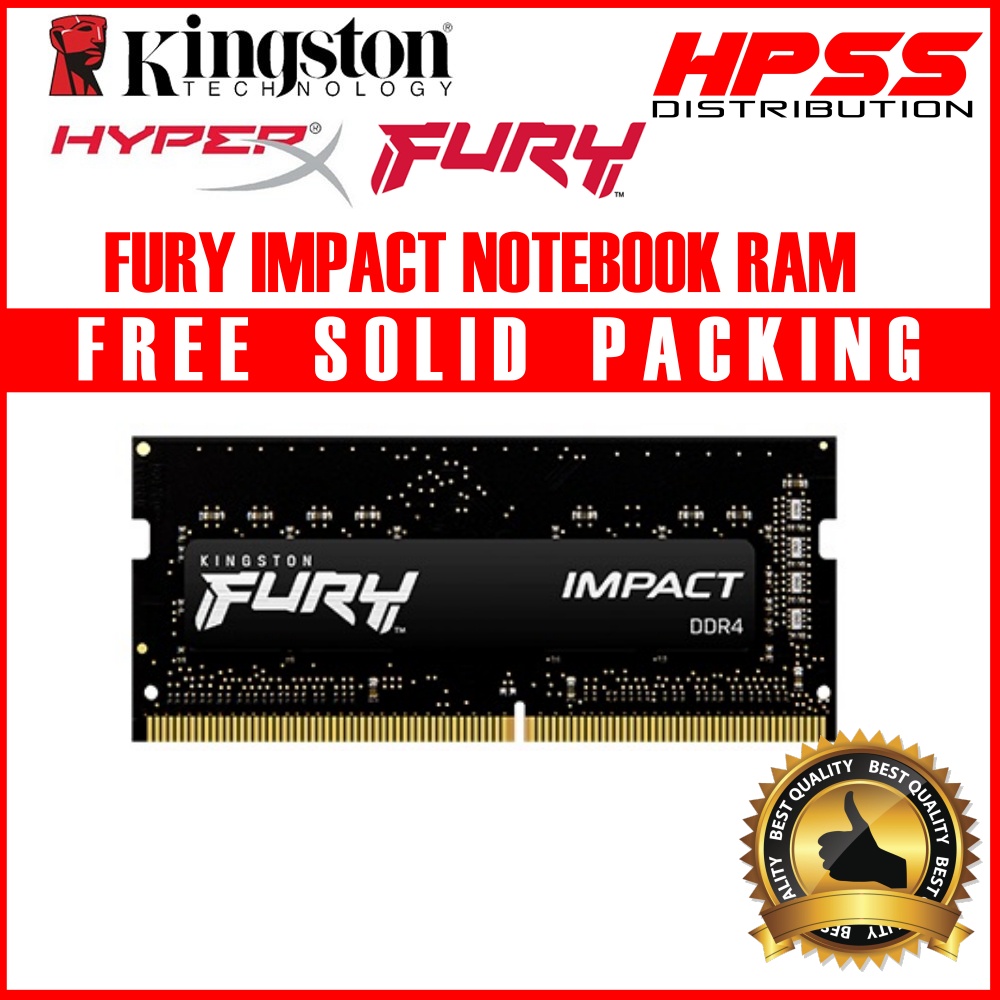 Kingston RAM HYPERX FURY IMPACT NOTEBOOK RAM DDR4 แรมเกมมิ่ง 4GB / 8GB / 16GB 2400/2666/2933 / 3200Mhz SODIMM