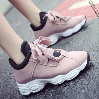 พร้อมส่ง Quilla รองเท้าผ้าใบเสริมส้น แบบผูกเชือก เพิ่มความสูง Premium Women Sneaker (FL0-14)