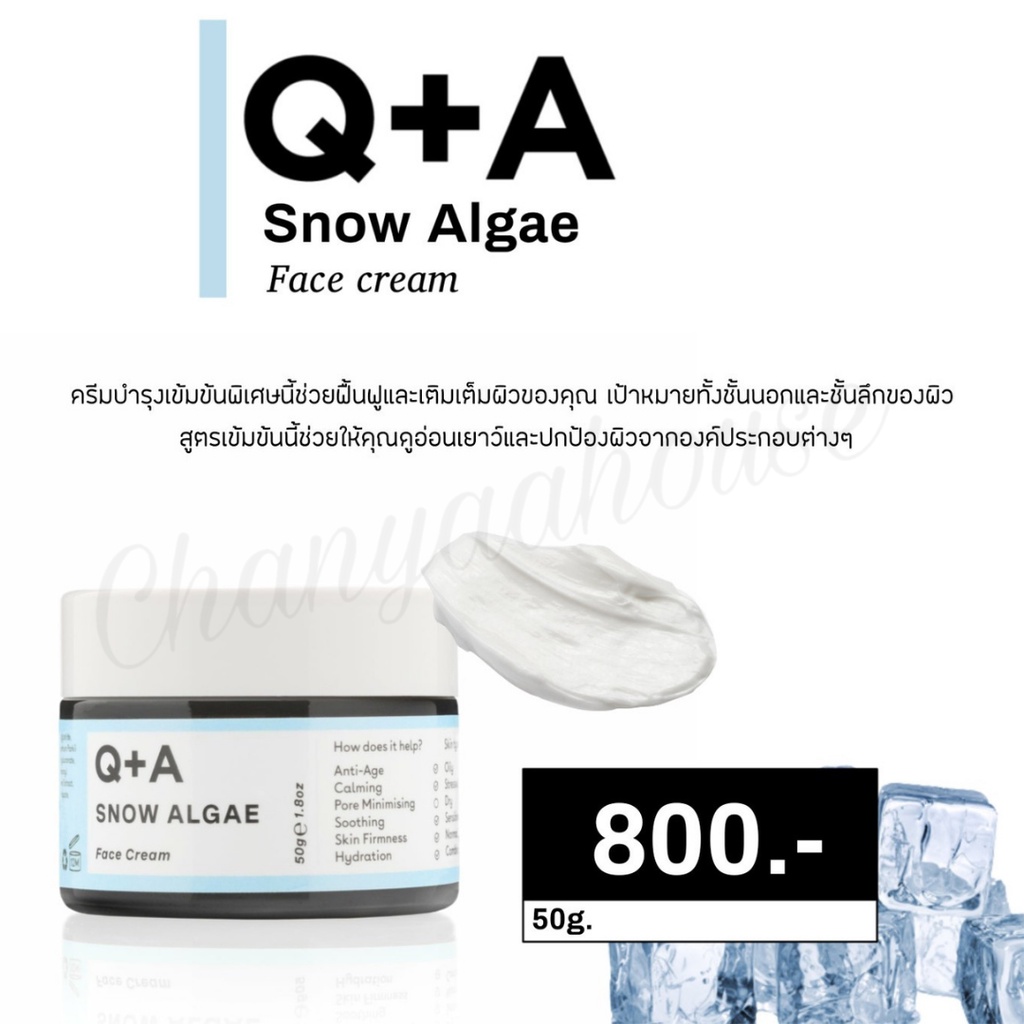 QandA Skin พร้อมส่ง Q+A Snow Algae Intensive Face Creamชะลอการเสื่อมสภาพของเซลล์คอลลาเจน ฟื้นฟูและเต