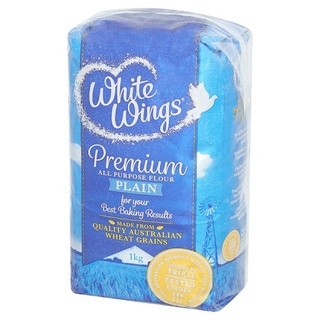 🔥ดีสุดๆ!! ไวท์ วิงส์ เพลน แป้งสาลีอเนกประสงค์ 1กก. White Wings Plain Flour 1kg