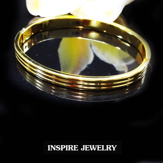 INSPIRE JEWELRY กำไลทอง ลายเรียบมันแบบร้านทอง ทรงกลม หน้ากว้าง 6minn รอบวงใน 6x5cm แฟชั้นอินเทรนชั้นนำ gold plated