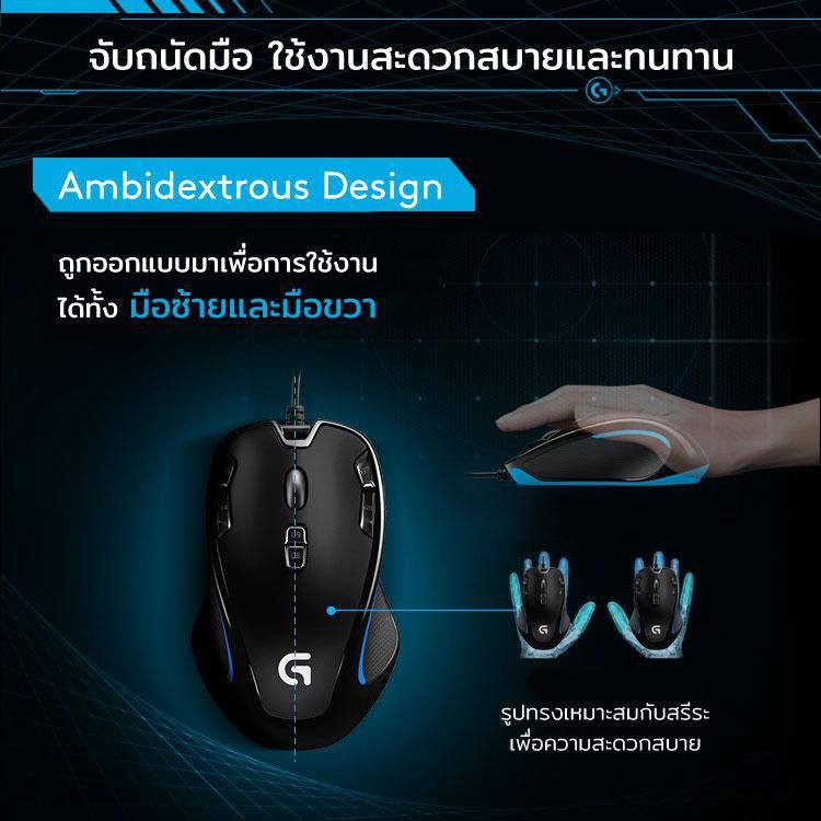 Logitech G300S Optical Gaming Mouse 9 Programmable Buttons (เมาส์เกมมิ่ง พร้อมปุ่มมาโคร 9 ปุ่ม) #6