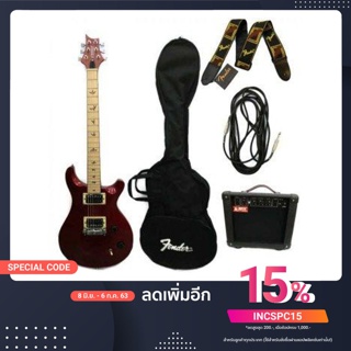 ﻿กีต้าร์ไฟฟ้า CAROLS +กระเป๋าใส่กีต้าร์+สายสะพาย Fender+สายแจ็ค+ตู้แอมป์Rock