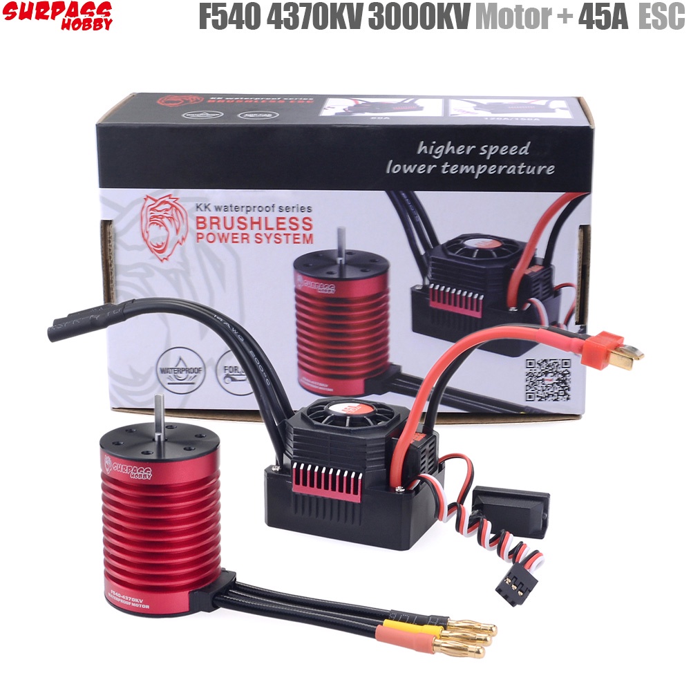 Surpass HOBBY KK มอเตอร์ไร้แปรงถ่าน กันน้ํา F540 3000KV 4370KV พร้อม ESC ไร้แปรง 45A สําหรับรถบังคับ