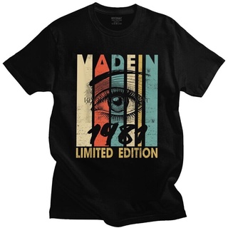 เสื้อยืดอินเทรนด์ขนาดเต็มเสื้อยืดแขนสั้น ผ้าฝ้าย ลาย Made In 1981 Limited Edition 40th 40 ปี ของขวัญวันเกิด สไตล์วินเทจ