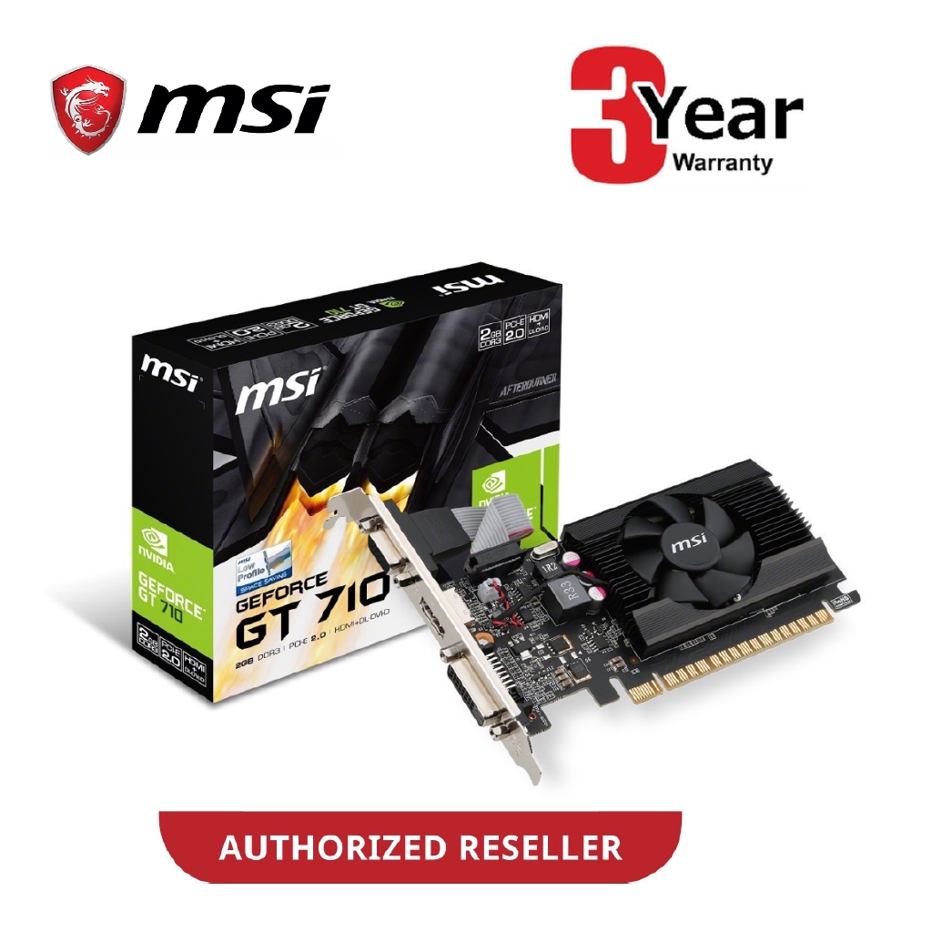 MSI Nvidia GT 710 2GB GDDR3 64bit Low Profile LP GT710 2G VGA กราฟิกการ์ด (GT 710 2GD3H LP)