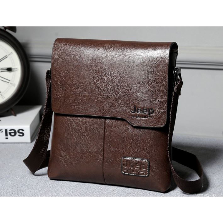 Jeep Buluo กระเป๋าสะพายข้างหนังกันรอยขีดข่วนคุณภาพสูง - กระเป๋าหนัง Jeep-tuxa