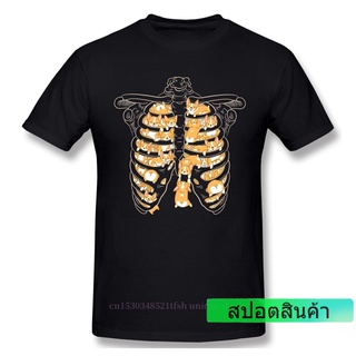 แฟชั่นยูนิเซ็กซ์✈☢✠ลดราคา เสื้อยืดลําลอง แขนสั้น พิมพ์ลาย Ribcage Of S Corgi น่ารัก ของขวัญ สําหรับผู้ชาย