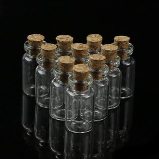 SPT 10pcs Mini Glass Wish Bottle Vial with Cork Stopper Storage Pendant 0.5/1/2/20mL