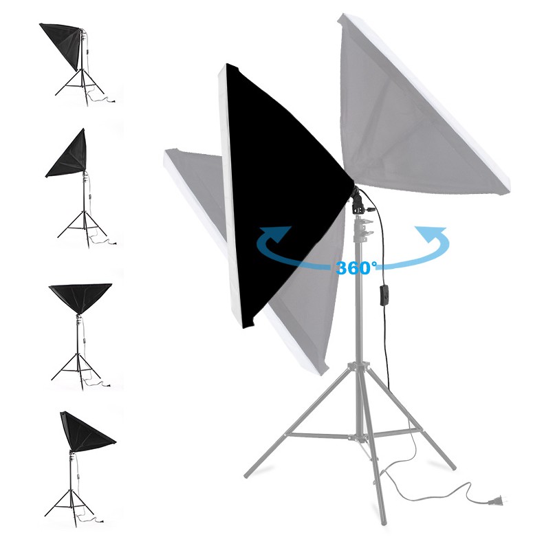 4sshop-สตูดิโอถ่ายภาพ Softbox 50*70 ซม.Light E27 โคมไฟต่อเนื่องกล่องเต็นท์สำหรับ Photo Video ถ่ายภาพ LIGHT