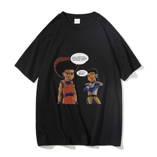 เสื้อยืดผู้ เสื้อยืดแขนสั้น ผ้าฝ้าย 100% พิมพ์ลาย The Boondocks Huey and Riley ทรงหลวม แฟชั่นฤดูใบไม้ผลิ สําหรับผู้ชาย S