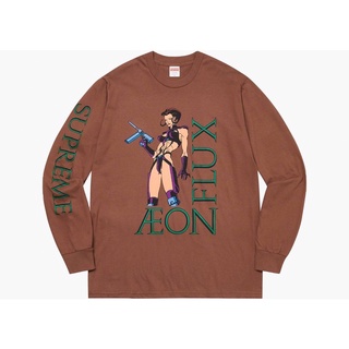 เสื้อยืดแขนยาว Supreme x Aeon Flux Long Sleeve Brown ของแท้ ใหม่ พร้อมส่ง