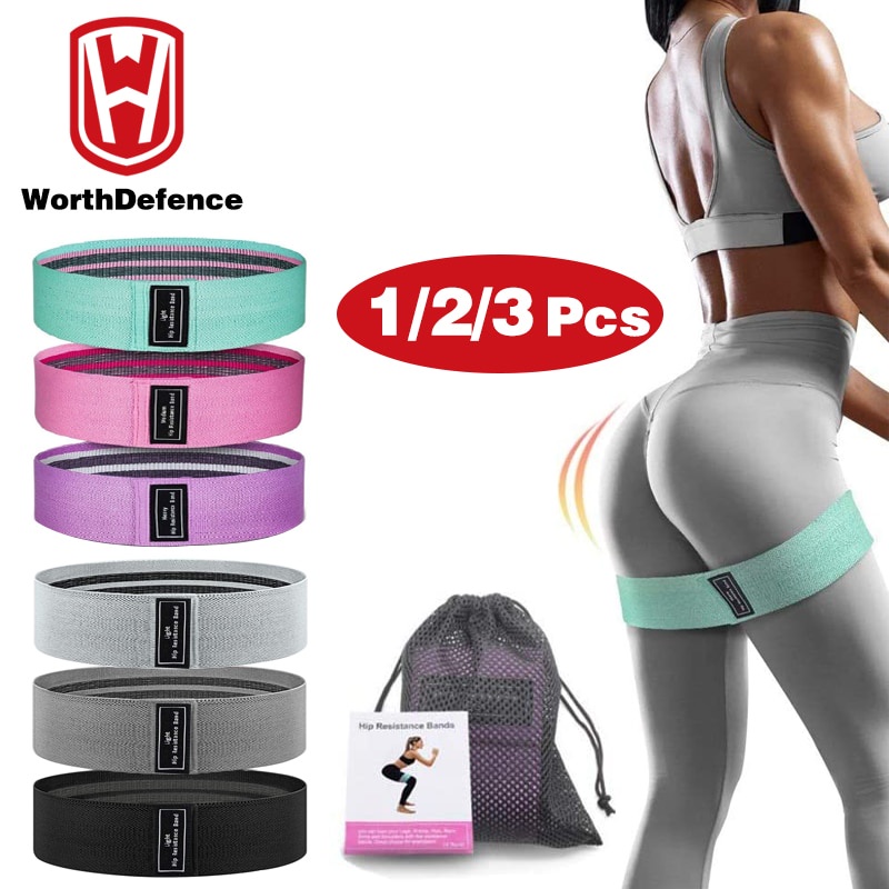 Worthdefence 1/2/3 ชิ้น ยางยืด แถบ สําหรับผู้หญิง ฟิตเนส ยิม บ้าน ต้านทาน รองเท้าบูท สะโพก วงกลม ขยาย ออกกําลังกาย