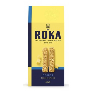 โรก้า เกาด้า ชีส สติ๊กส์ ขนมปังชีสเกาด้าอบกรอบ 80 กรัม - Roka Gouda Cheese Sticks 80g