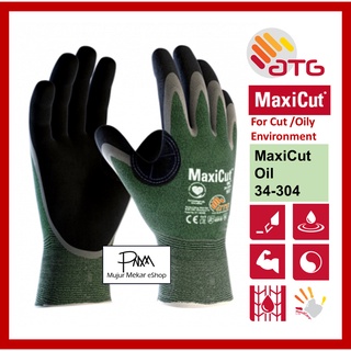Atg MaxiCut Oil 34-304 ถุงมือนิรภัย - ตัวต้านทานการตัดระดับ 3 สําหรับสภาพแวดล้อมมัน / เปียก