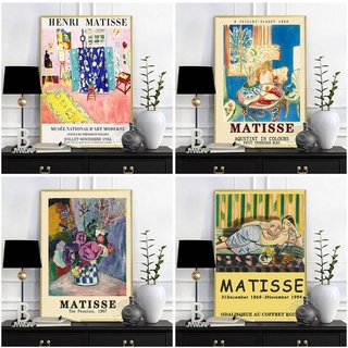 Henri Matisse โปสเตอร์ภาพวาดผ้าใบ Les Pivoines Matisse สีนามธรรม สําหรับตกแต่งผนัง