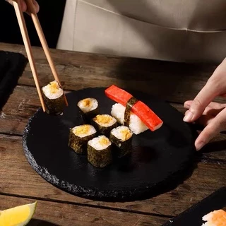 Natural Stone Plate จานหินสำหรับอาหารญี่ปุ่น ซูชิ บาร์บีคิว คุณภาพพรีเมี่ยม หนา
