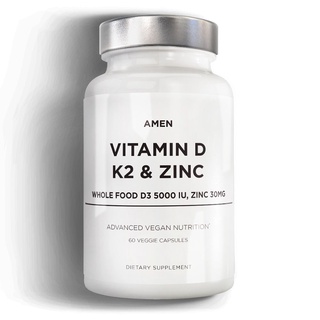 Codeage Amen Vitamin D K2 &amp; Zinc - D3 with K2 MK7 &amp; Chelated Zinc Supplement -- 60 Capsules