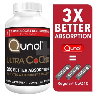 Qunol Ultra CoQ10 100 mg 60/120 เม็ด โคคิวเทน คิวเทน Coenzyme Q10 แบบเพิ่มการดูดซึม ของแท้จากอเมริกา