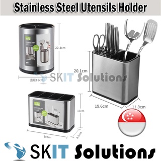 Stainless Steel Kitchen Utensil Cutlery Bucket Tool Holder Storage Chopsticks Stand Box Drainer Chopstick Organizer
