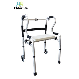 Elderlife วอร์คเกอร์ มีล้อ+ที่รองนั่ง ปรับระดับความสูง - ต่ำ ได้  รุ่น HT-009