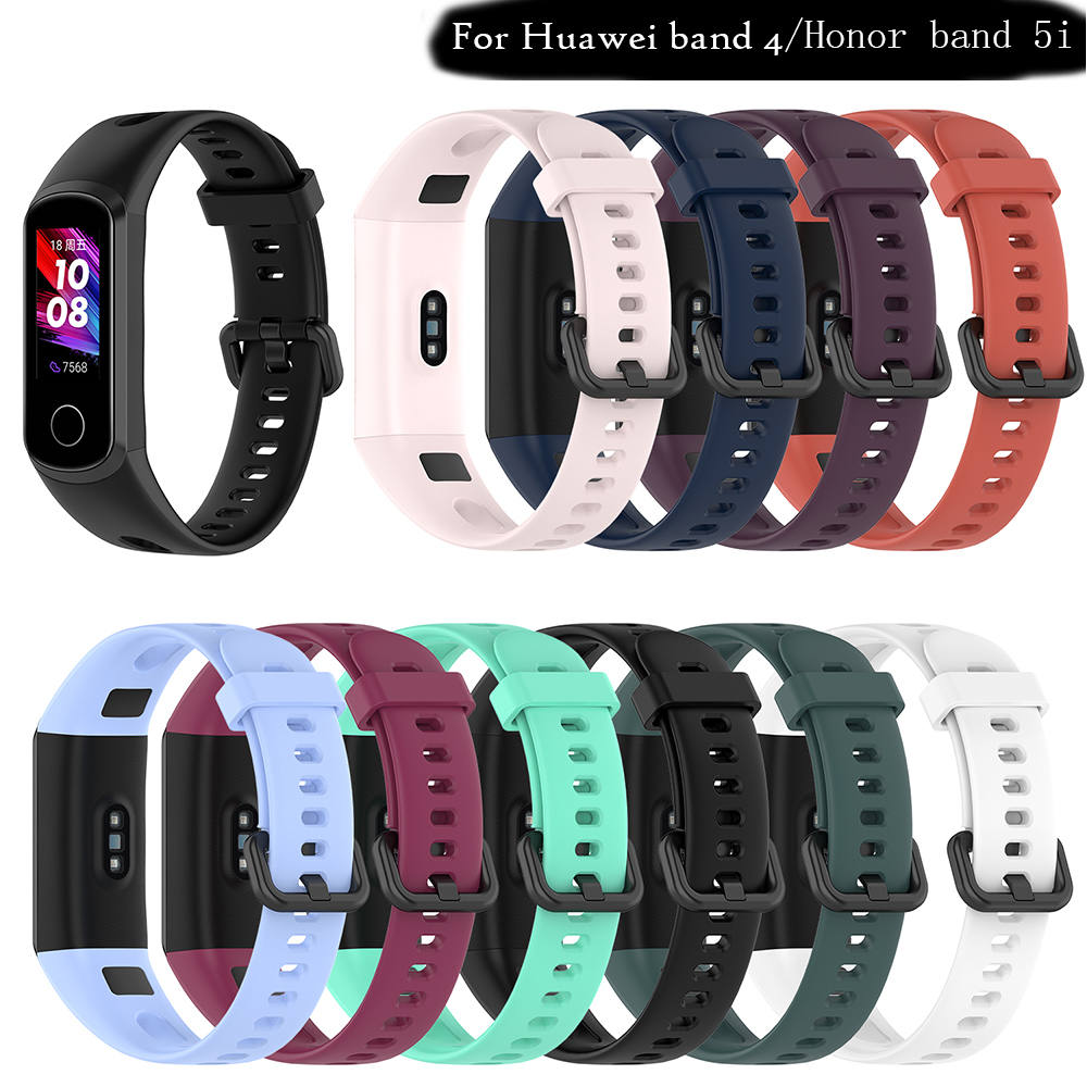 สายรัดข้อมือซิลิโคนสําหรับ Huawei Band 4 / For Huawei Honor Band 5i Smart Watch