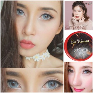 1 คู่ บิ๊กอายตาโต ค่าสายตา -2.25 สีเทา ลายฮิตtiktok สายฝอ รุ่น Cat Woman Gray by Pitchylens