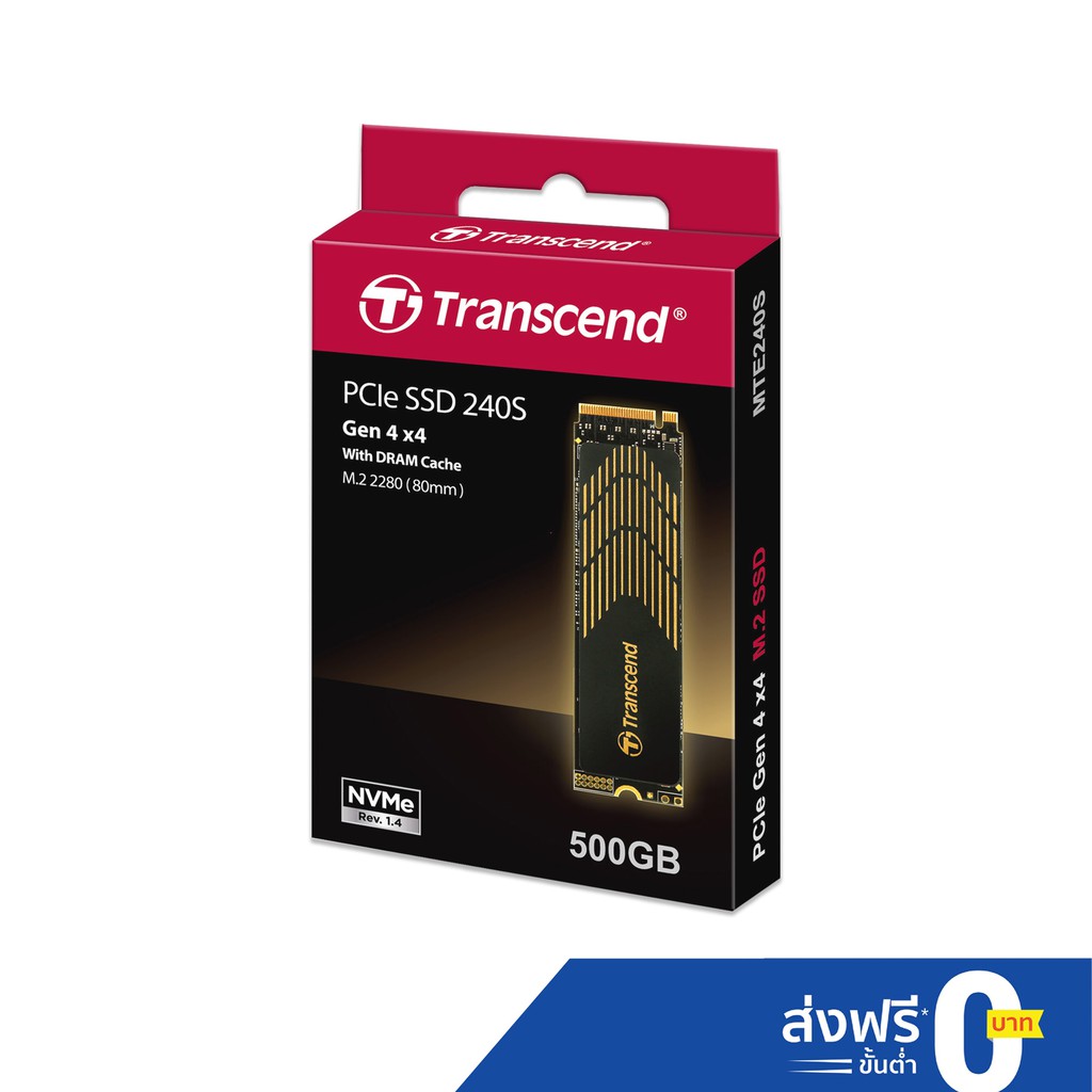 Transcend PCIe NVMe M.2 SSD 500GB : MTE240S :Gen 4X4 - รับประกัน 5 ปี -มีใบกำกับภาษีTS500GMTE240S
