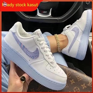 Es พร้อมส่ง kasut Air Force One รองเท้ากีฬาลําลอง ข้อสั้น ไฮโดรเจน สีขาว สีฟ้า สําหรับผู้ชาย และผู้หญิง