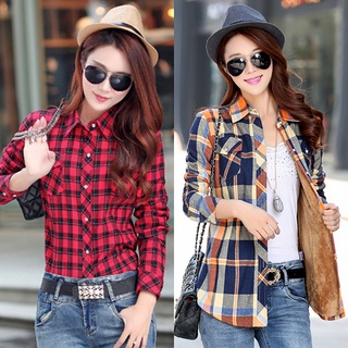🎀พร้อมส่ง🎀 เสื้อเชิ้ตกันหนาว ผ้าทอลายสก็อตซับผ้าขนนุ่มเต็มตัว-11358
