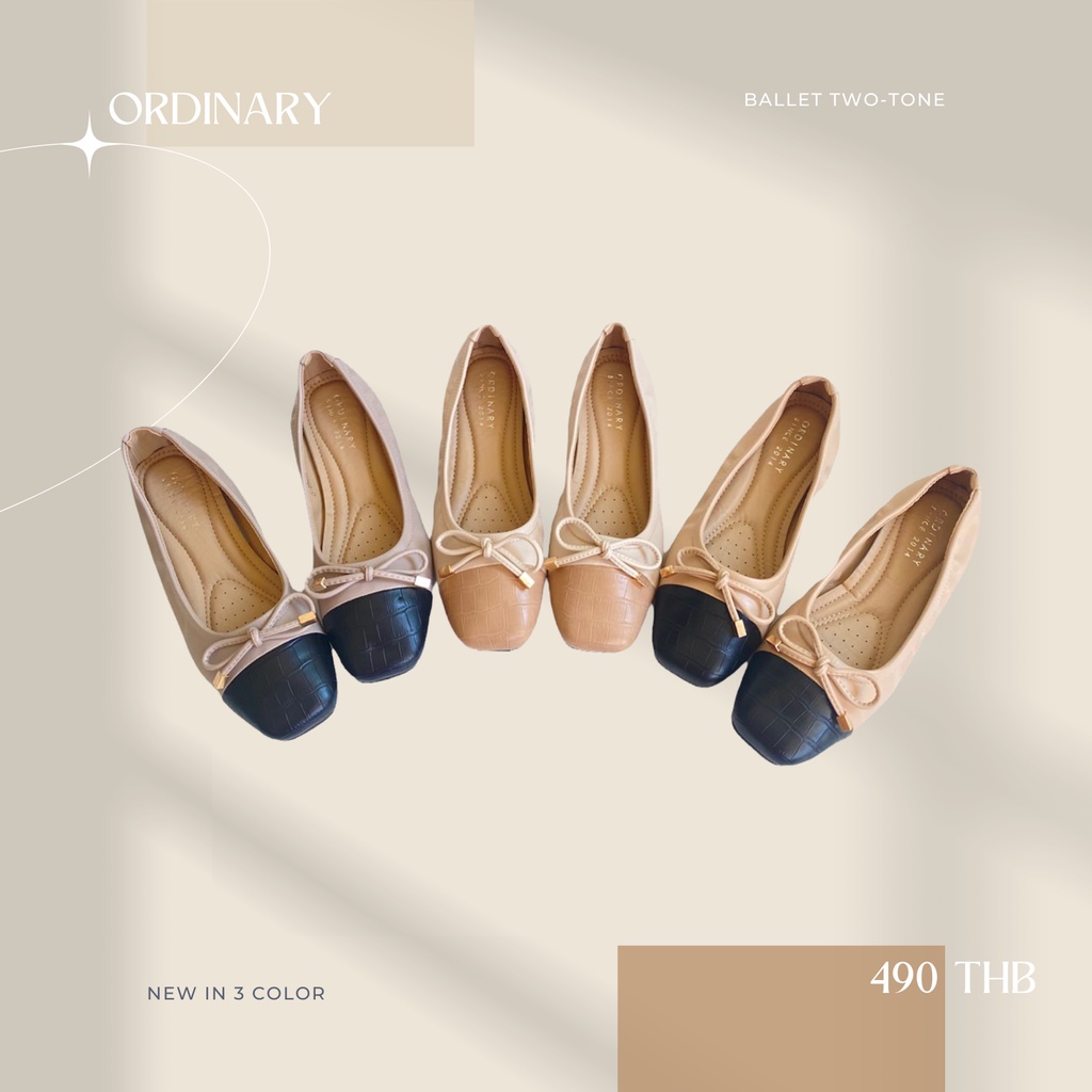 สินค้าพร้อมส่ง 'Ballet Two-tone' Ordinaryshoe รองเท้าคัทชู หนังนิ่ม หัวตัด มีสีให้เลือกเยอะมาก (แนะนำ+1ไซส์จากตาราง)