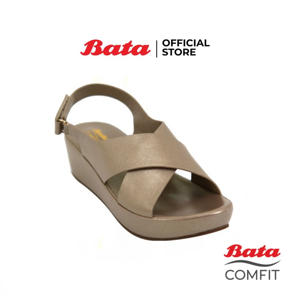 Bata COMFIT รองเท้าลำลอง SANDAL แบบสวม รัดส้น สีน้ำตาลมุก รหัส 6618844