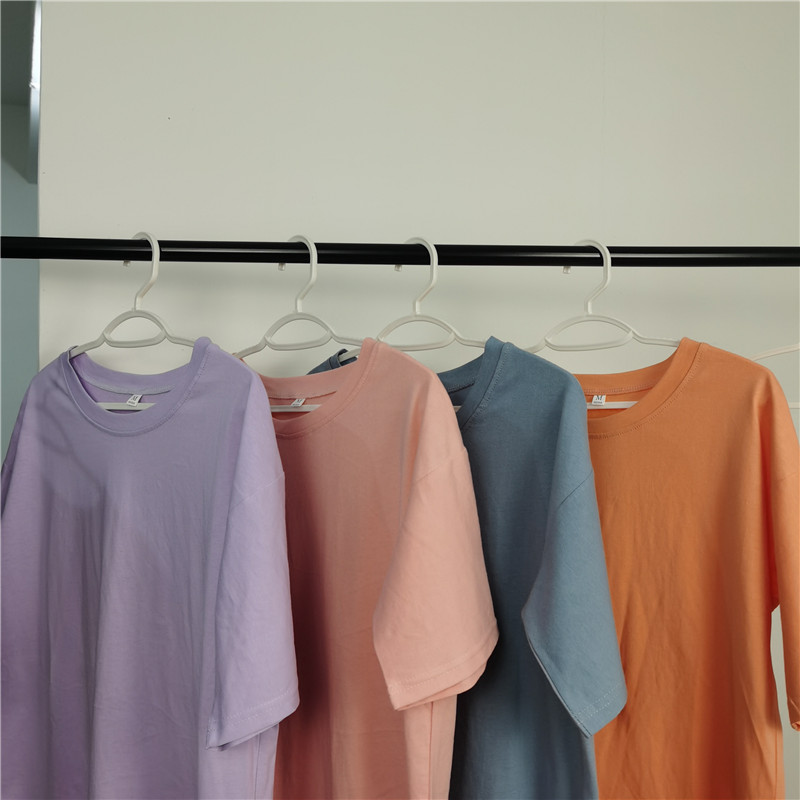 Random Color [Ready Stock] New Plus Size Uniqlo Solid Color T-shirt Round Neck Loose㏄ #9