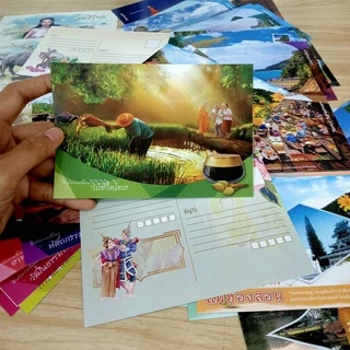 Abiz โปสการ์ด ส่งความสุข (เซต 12ใบ) ท่องเที่ยวไทย ยุโรป สืบสานความเป็นไทย postcard set ขนาด 4x6 นิ้ว