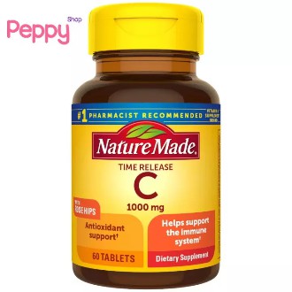 Nature Made Vitamin C with Rose Hips Time Release 1,000 mg 60 Tablets วิตามินซี 1000 มิลลิกรัม 60 เม็ด