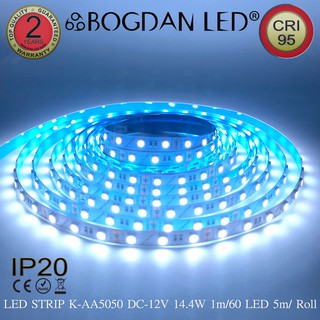 LED STRIP K-AA5050-60-9000K DC-12V 14.4W/1M IP20 ยี่ห้อBOGDAN LED แอลอีดีไฟเส้นสำหรับตกแต่ง 300LED/5M 72W/5M Grade A