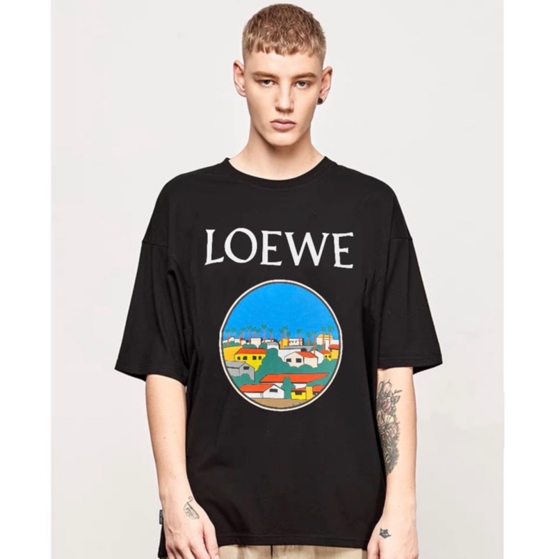 潮牌 พรีเมี่ยม 1:1 L0EWE Tshirt ผู้หญิงผู้ชาย Baju T เสื้อ
