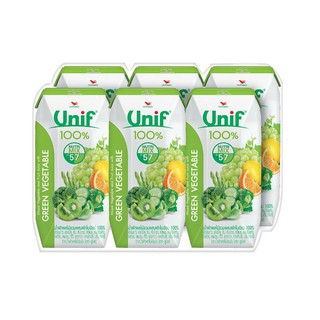 ยูนิฟ น้ำผักใบเขียว 100% 200 มล. แพ็ค 6 กล่อง Unif 100% green leaf vegetable juice 200 ml. Pack of 6 boxes.