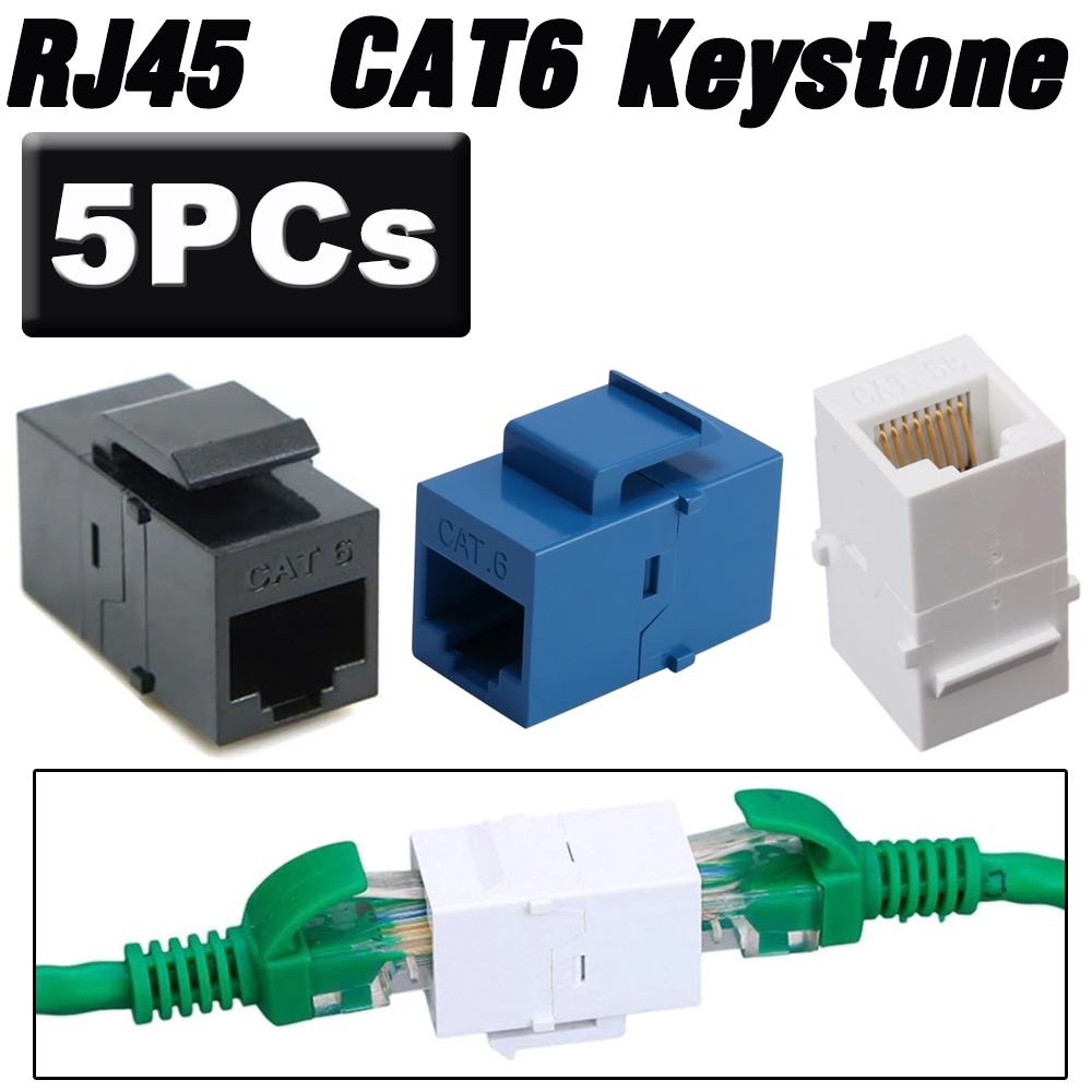 หัวต่อ Rj45 Cat6 เมีย-เมีย 5 หัว 5Pcs Rj45 Connector Keystone Jack Cat6  Extension Coupler Ethernet Network Lan Adapter | Shopee Thailand