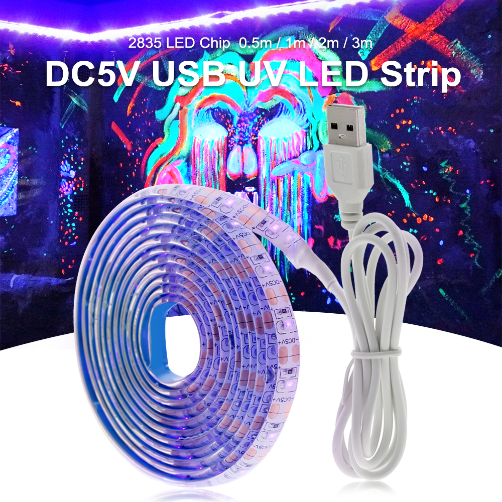 สายไฟ Led Uv 5 โวลต์ Dc 2835 ขนาด 0.5 ม. 1 ม. 2 ม. กันน้ำ สีม่วง สําหรับดีเจ ราคา ถูกที่สุด ดีลบีเคเค แกลเลอรีภาพที่ 2