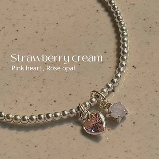 SissyJewelry // กำไลข้อมือเงินแท้ รุ่นเอ็นยืด Fruity mix stretch beaded bracelet จี้พลอยหัวใจ + พลอยกลม 🎁Free gift box🎁