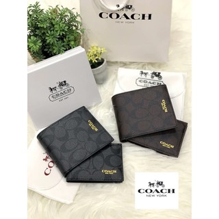 Coach Men’s Signature Wallet กระเป๋าสตางค์ทรงสั้นแบบพับ